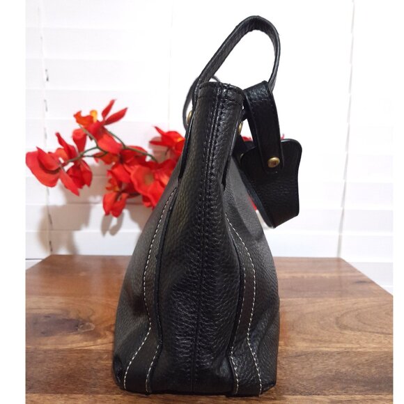 Y2k Liz Claiborne Black Poly Vinyl Tote Bag Minimalist Classic Pretty Style - Picture 2 of 11